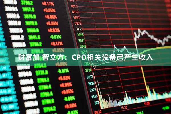财富加 智立方：CPO相关设备已产生收入
